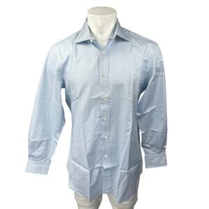 M. Bardelli Milano Blue White Striped Long Sleeve Button Down Dress Shirt 43/17